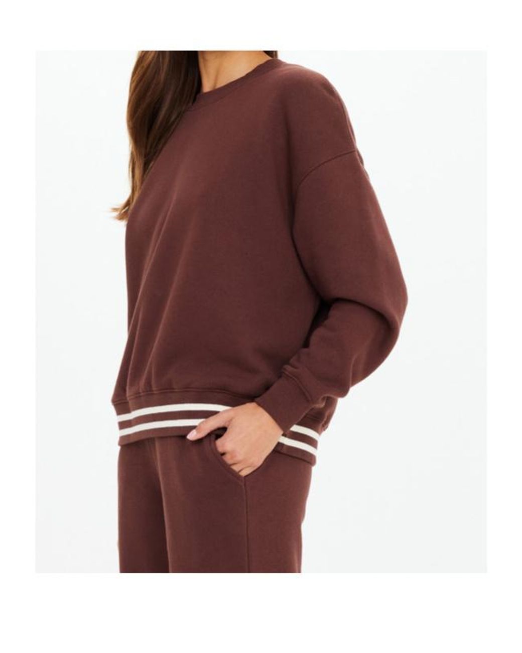 The Upside Red Toluca Striped Hem Sweatshirt
