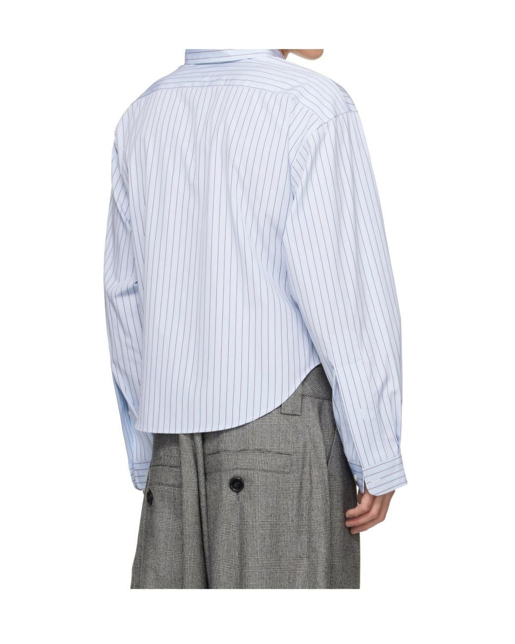 VAQUERA Blue Belted Cut-Out Stripe Shirt