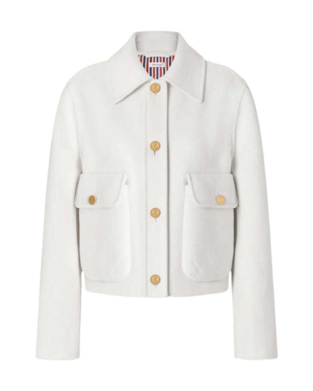 Thom Browne White Bell Sleeve Wool Jacket