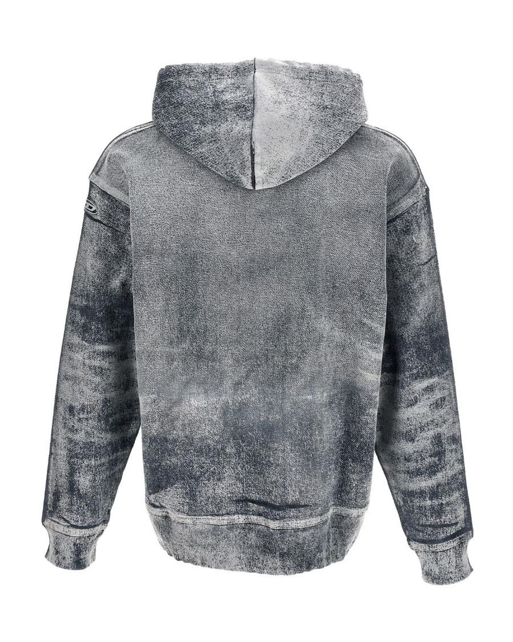 DIESEL Gray Patent Leather Hoodie Sweatshirt for men