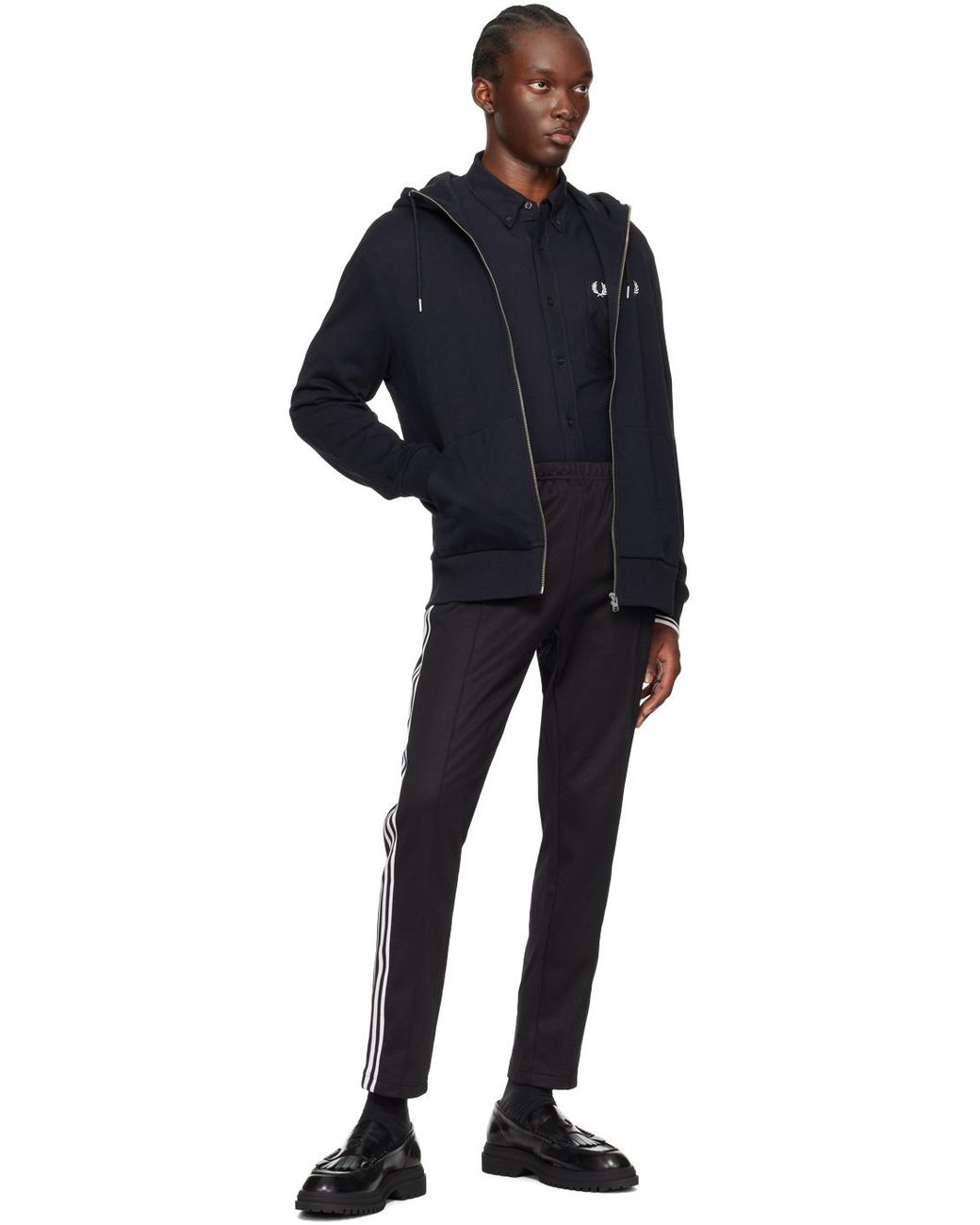 Fred Perry Blue Logo-Embroidered Zipped Hoodie for men
