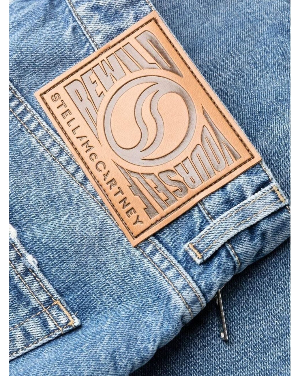 Stella McCartney Blue Logo Patch Straight Leg Jeans