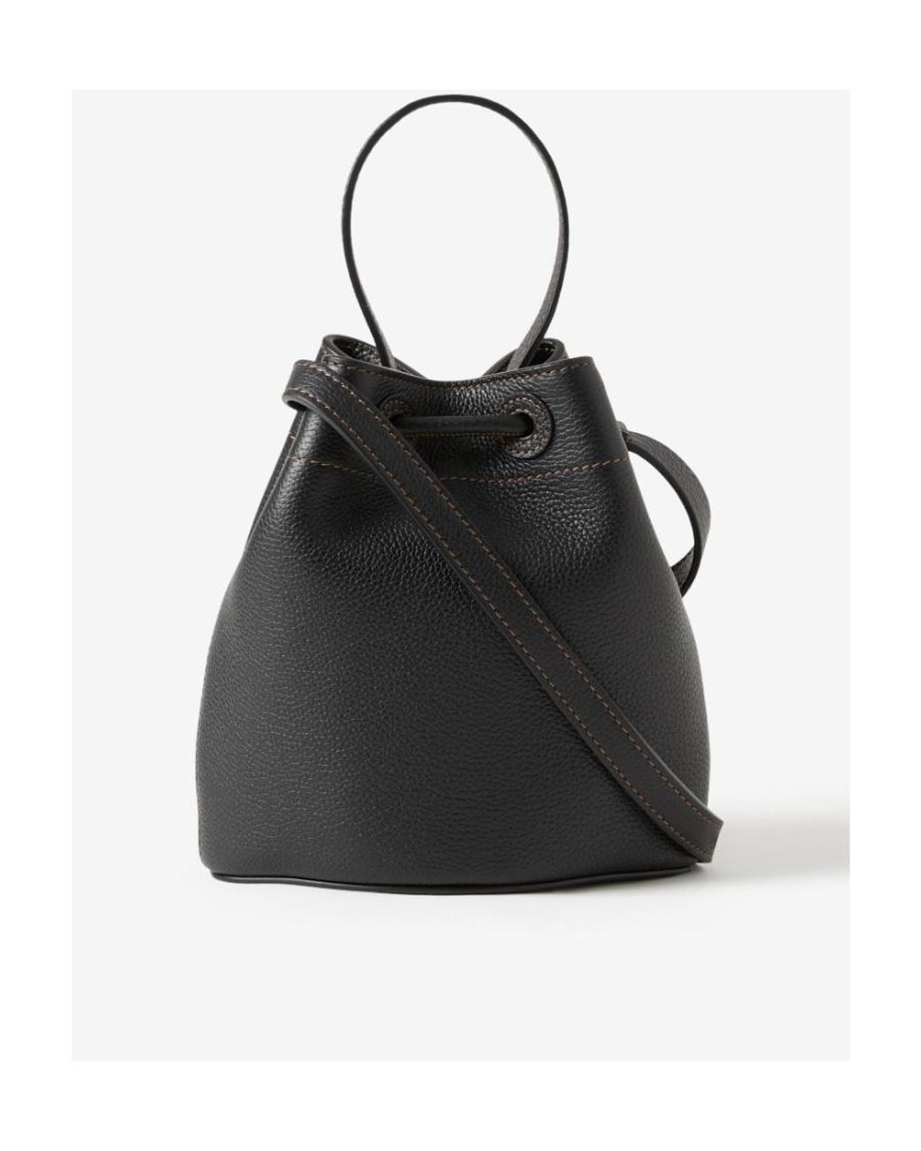 Burberry Black Logo Plaque Drawstring Bucket Bag