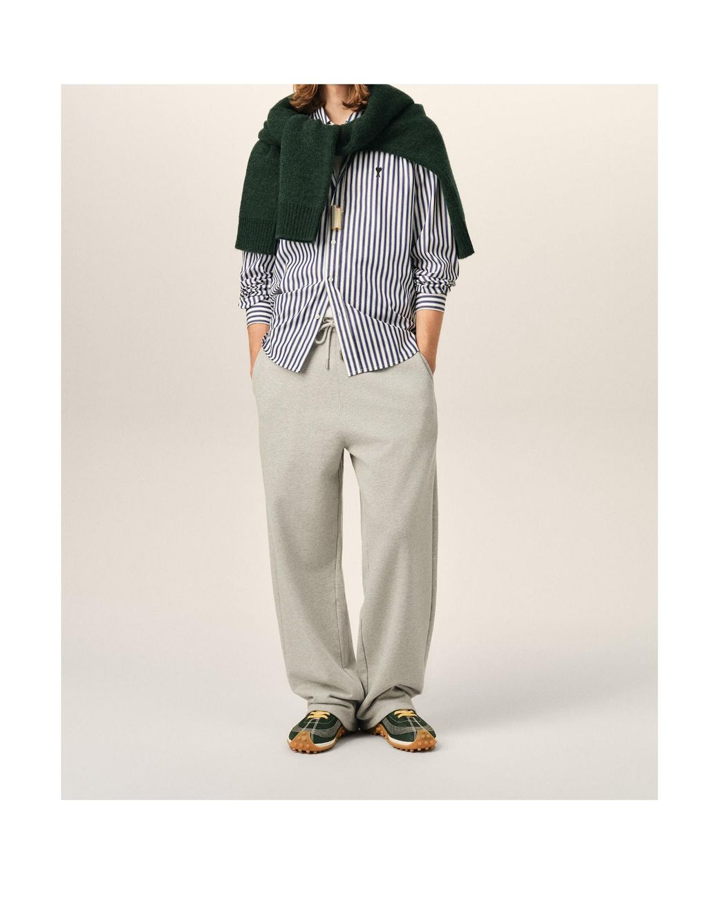 AMI Blue Ami Ami De Coeur Striped Shirt for men