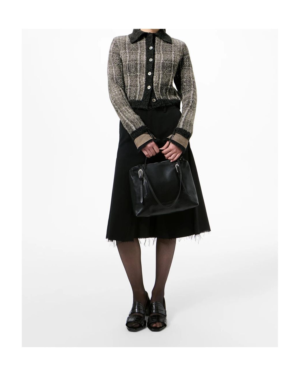 Our Legacy Black Checked Cropped Cardigan