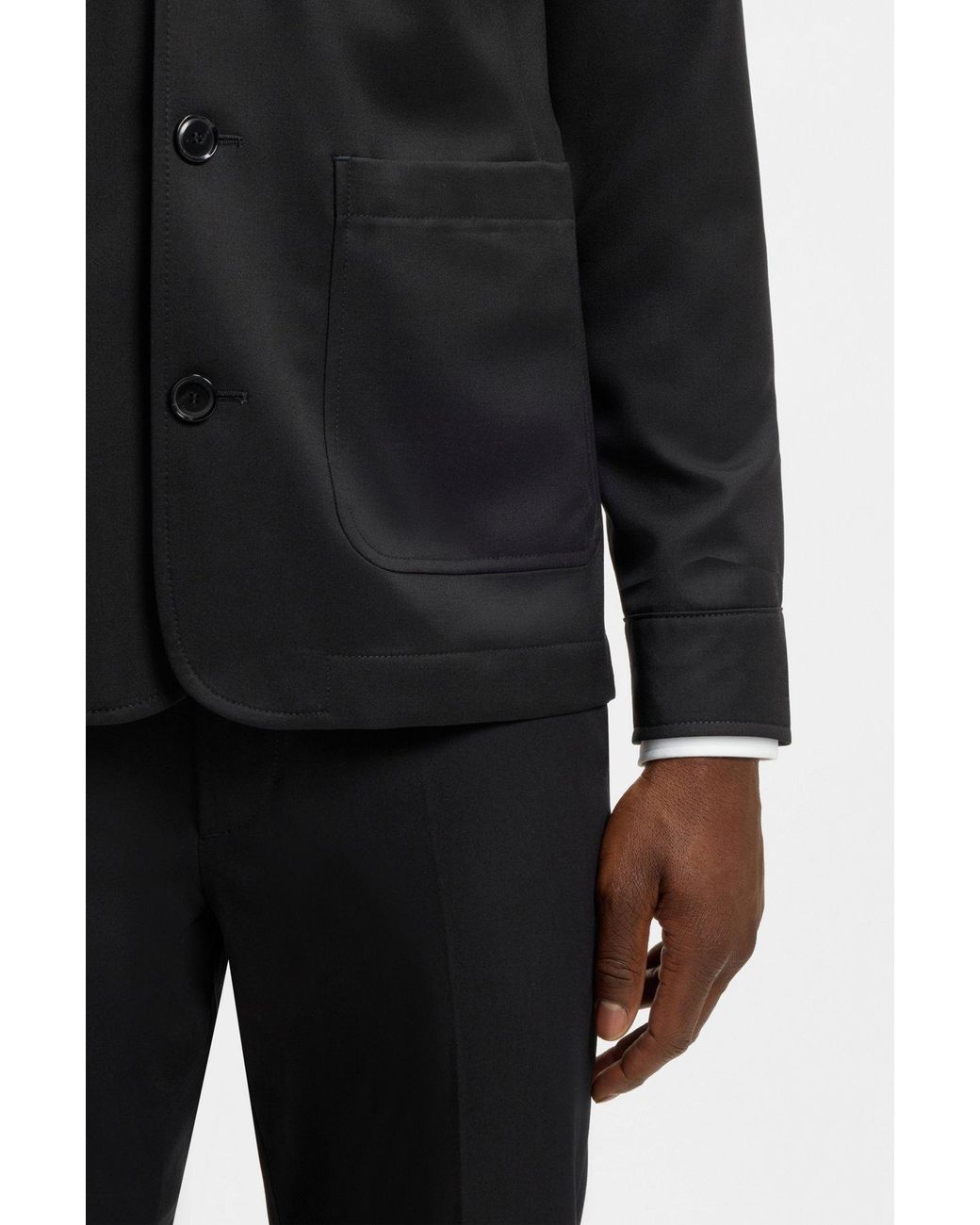 Boss Black Buttoned Patch-Pocket Jacket for men