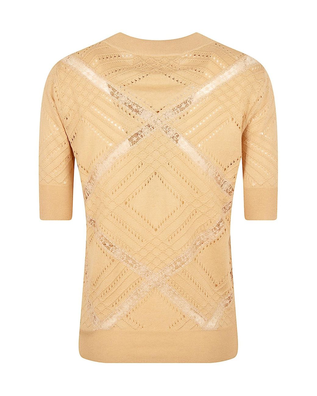 Ermanno Scervino Natural Lace-Trim Knitted Jumper