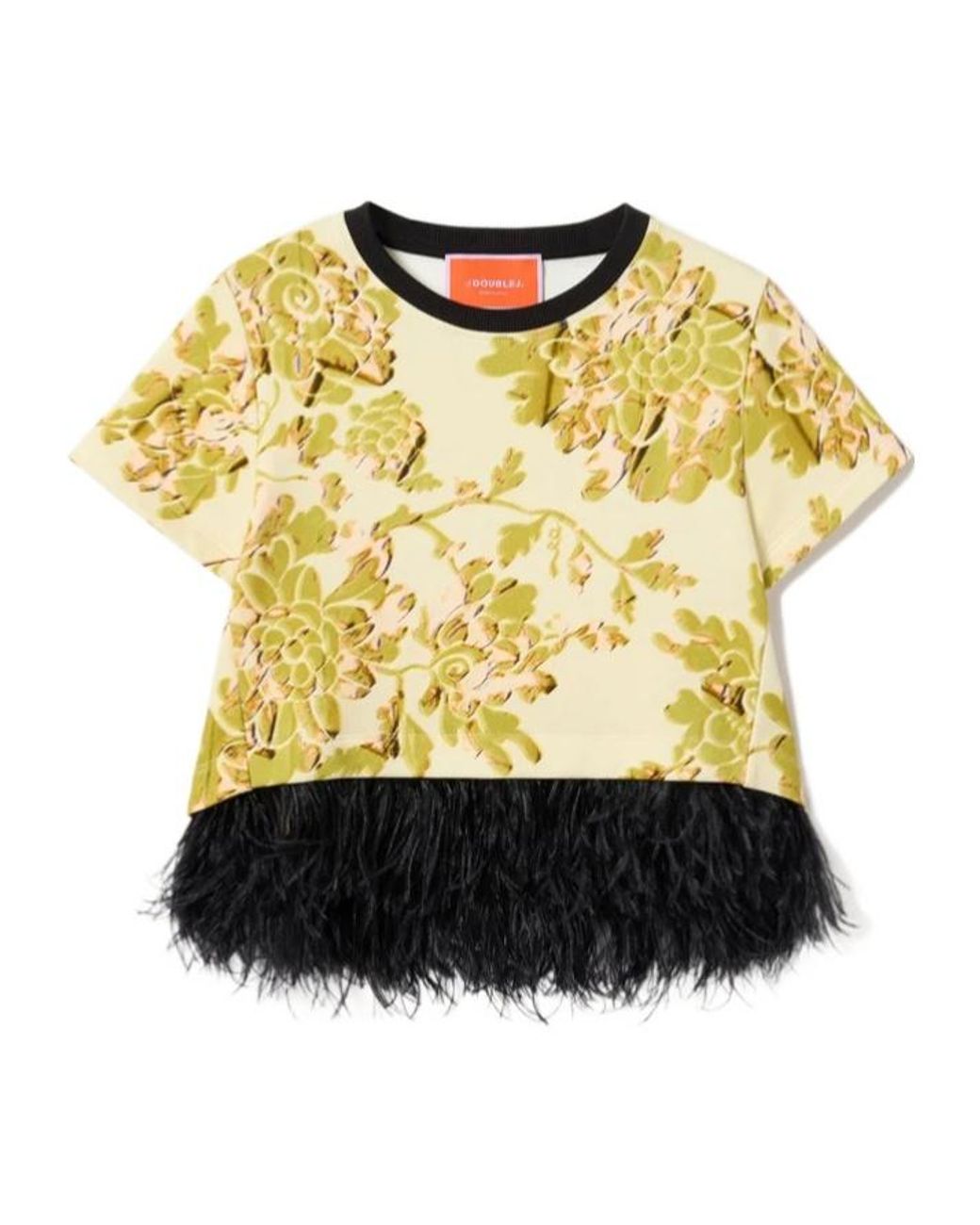 LaDoubleJ Yellow La Doublej La Scala Feather-Trim T-Shirt