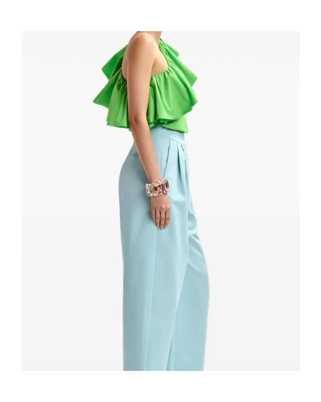 Essentiel Antwerp Green 'Jillian' Asymmetric Ruffle Top