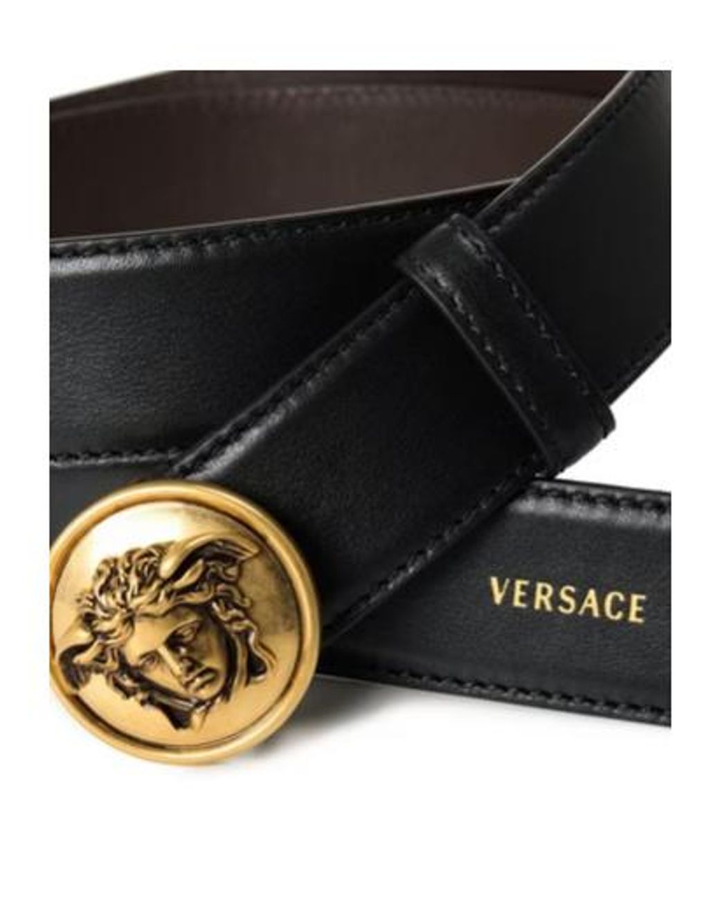 Versace White Smooth Leather Belt for men