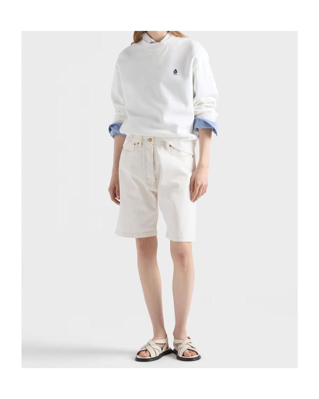 Prada White Girocollo Logo Sweatshirt