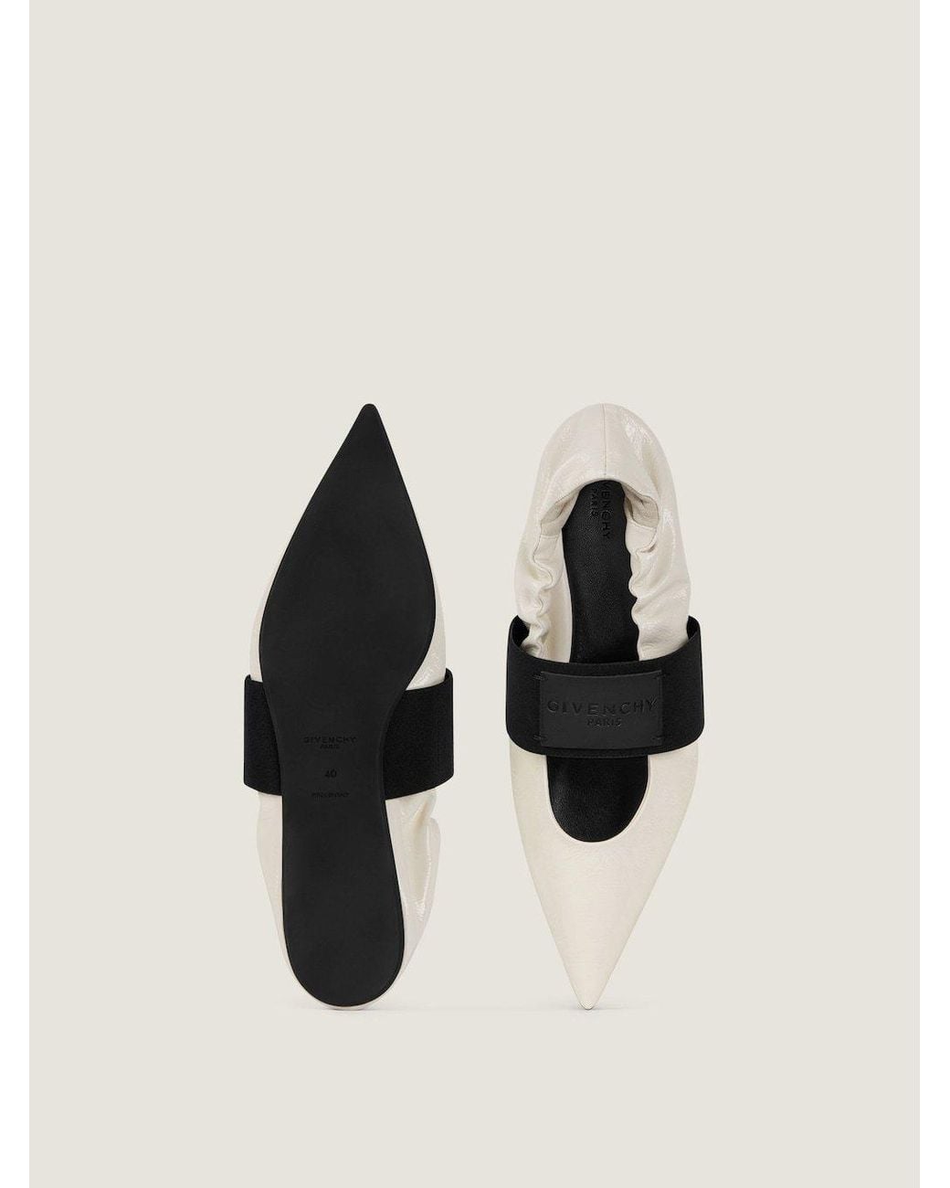 Givenchy White Crush Elastic-Strap Ballet Flats