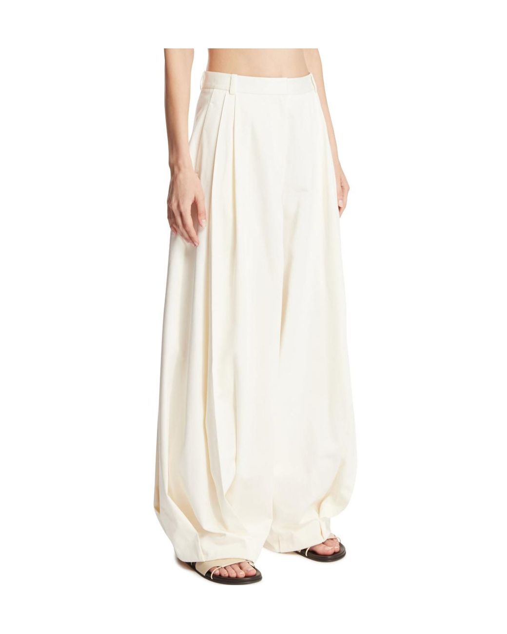 The Row White Faustine Pleated Trousers