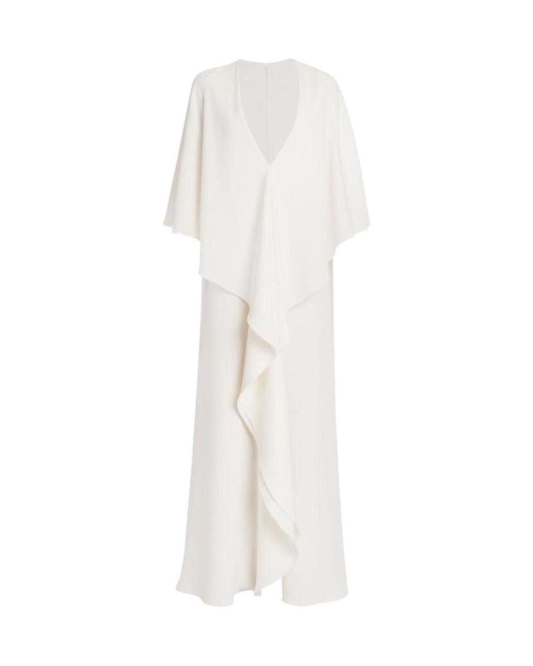 Valentino White V-Neck Draped Dress