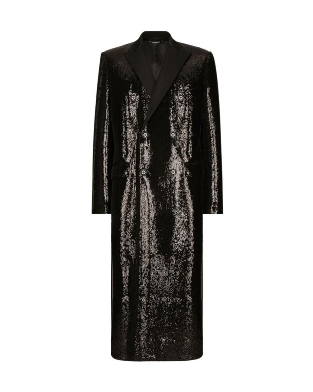 Dolce & Gabbana Black Sequined Double-Breasted Coat for men