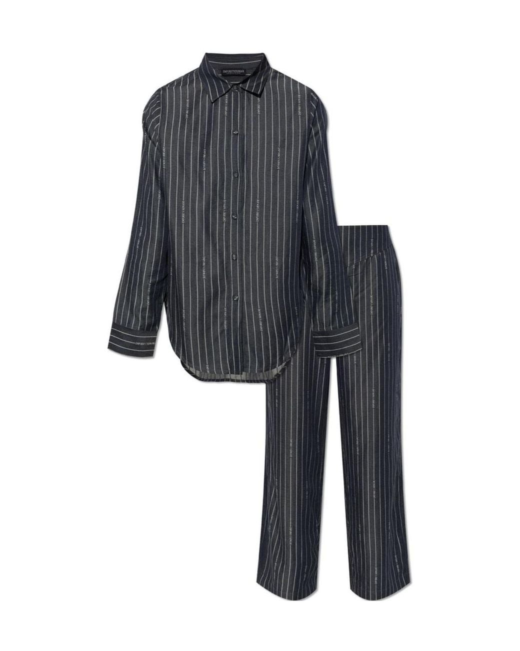 Emporio Armani Blue Logo Stripe Pyjamas
