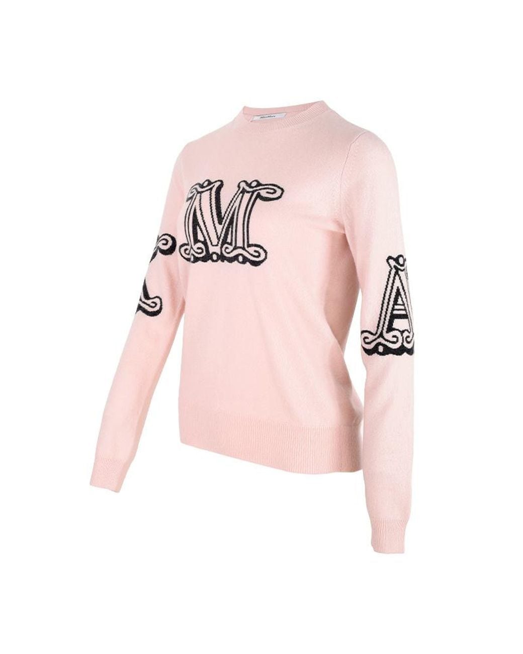Max Mara Pink Cashmere Logo Pullover