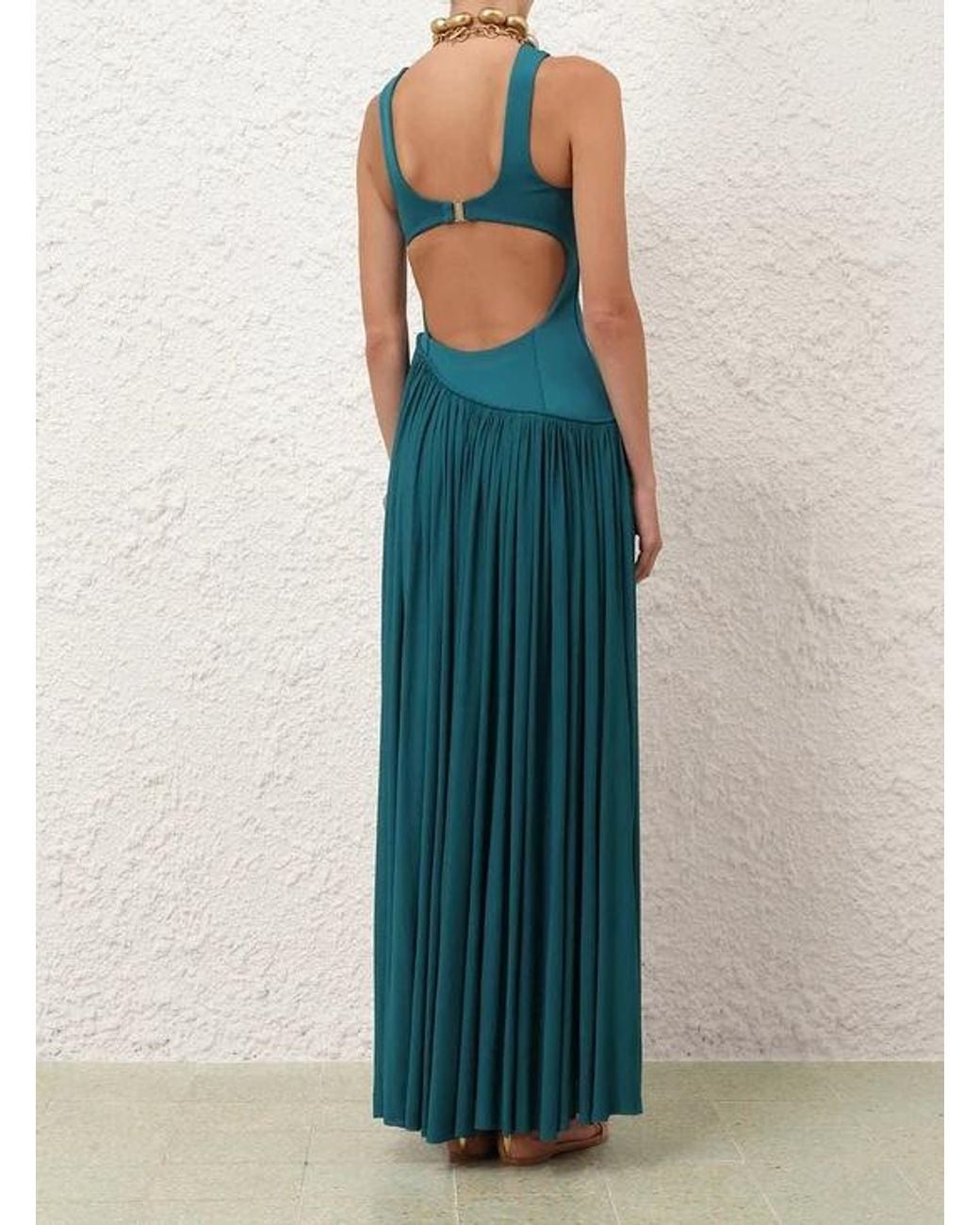 Zimmermann Blue Luna Asymmetric Jersey Dress