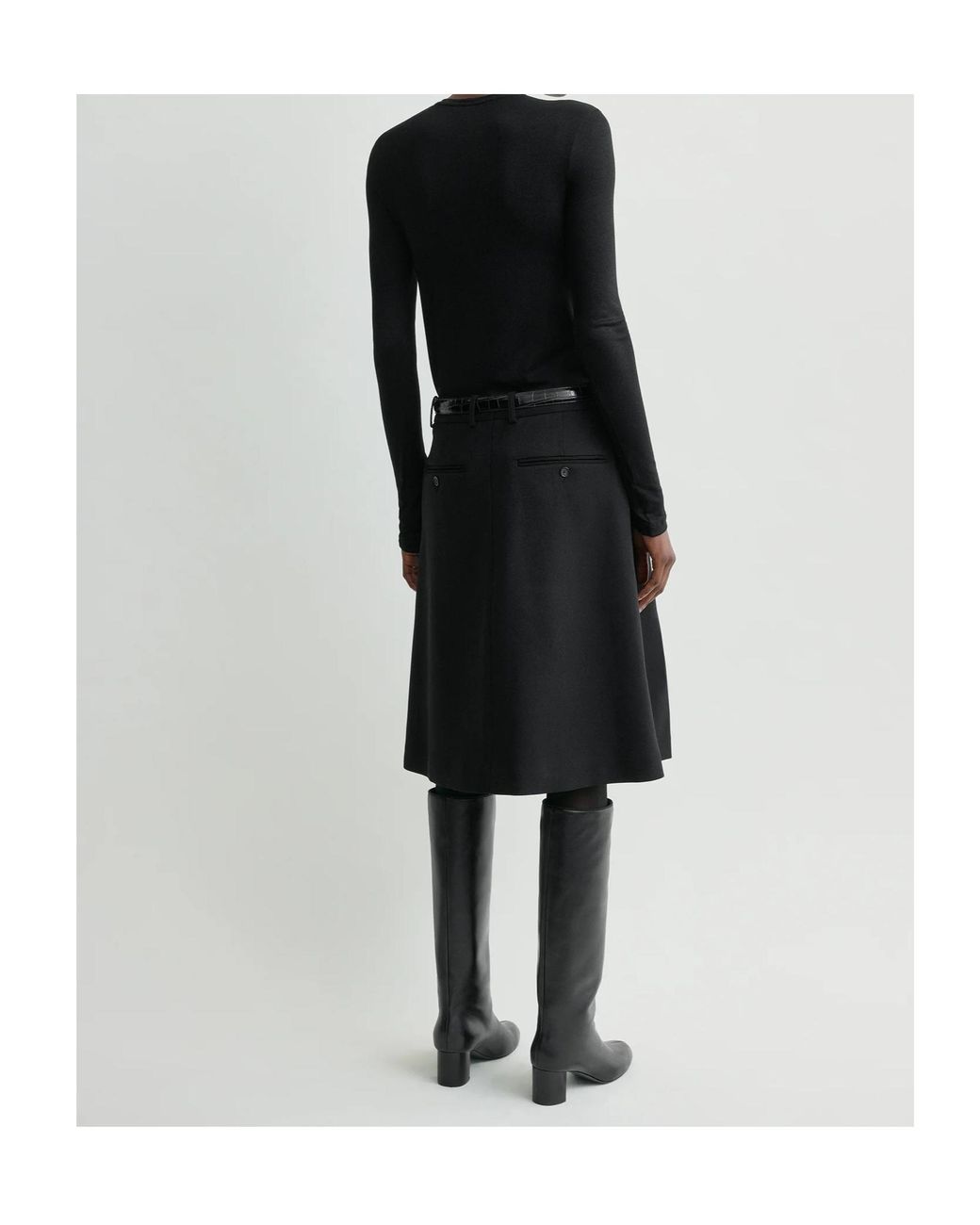 Totême Black Pleated Midi Skirt