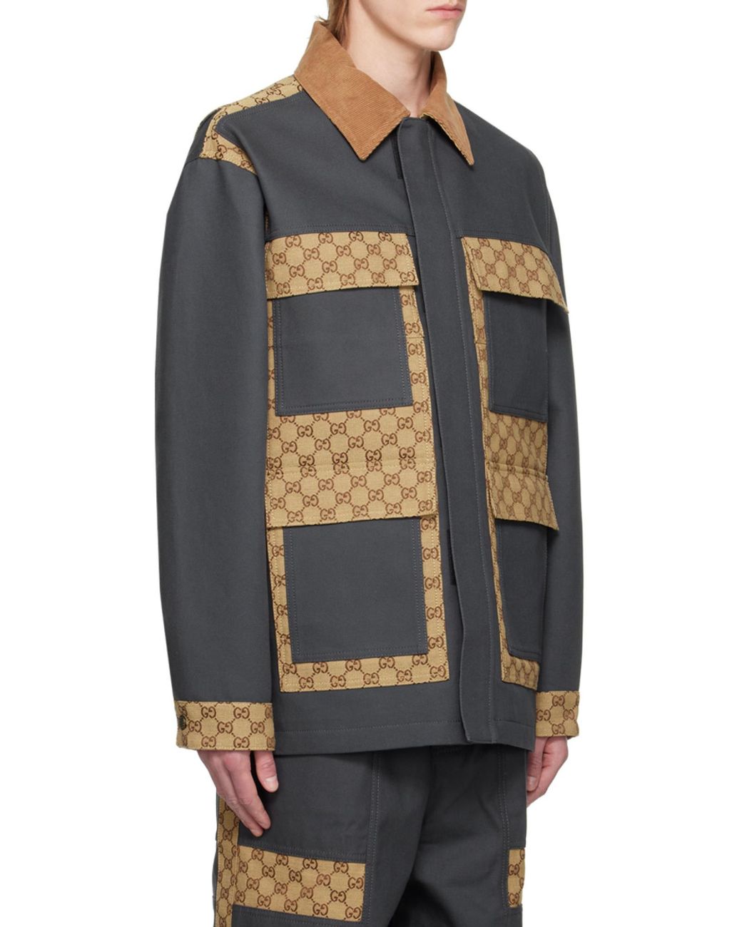Gucci Blue Monorammed Corduroy Overshirt for men