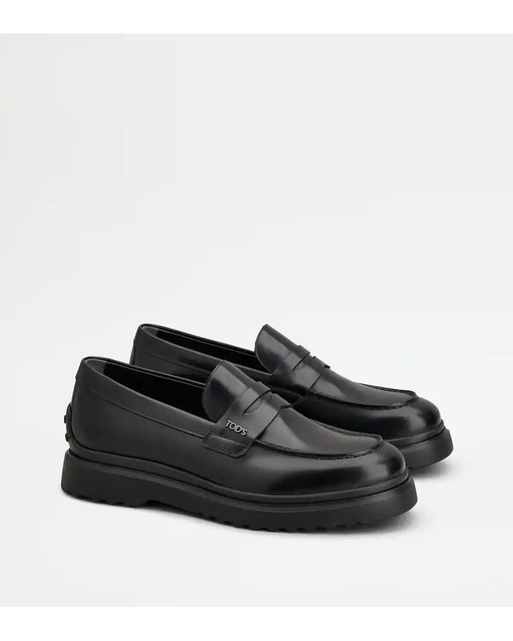 Tod's Black Moc Lettering Carrarmato Moccasins for men