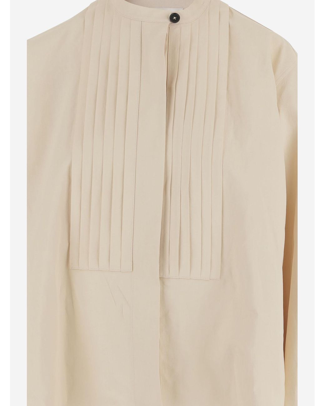 Jil Sander Natural Long-Sleeved Pleated Blouse