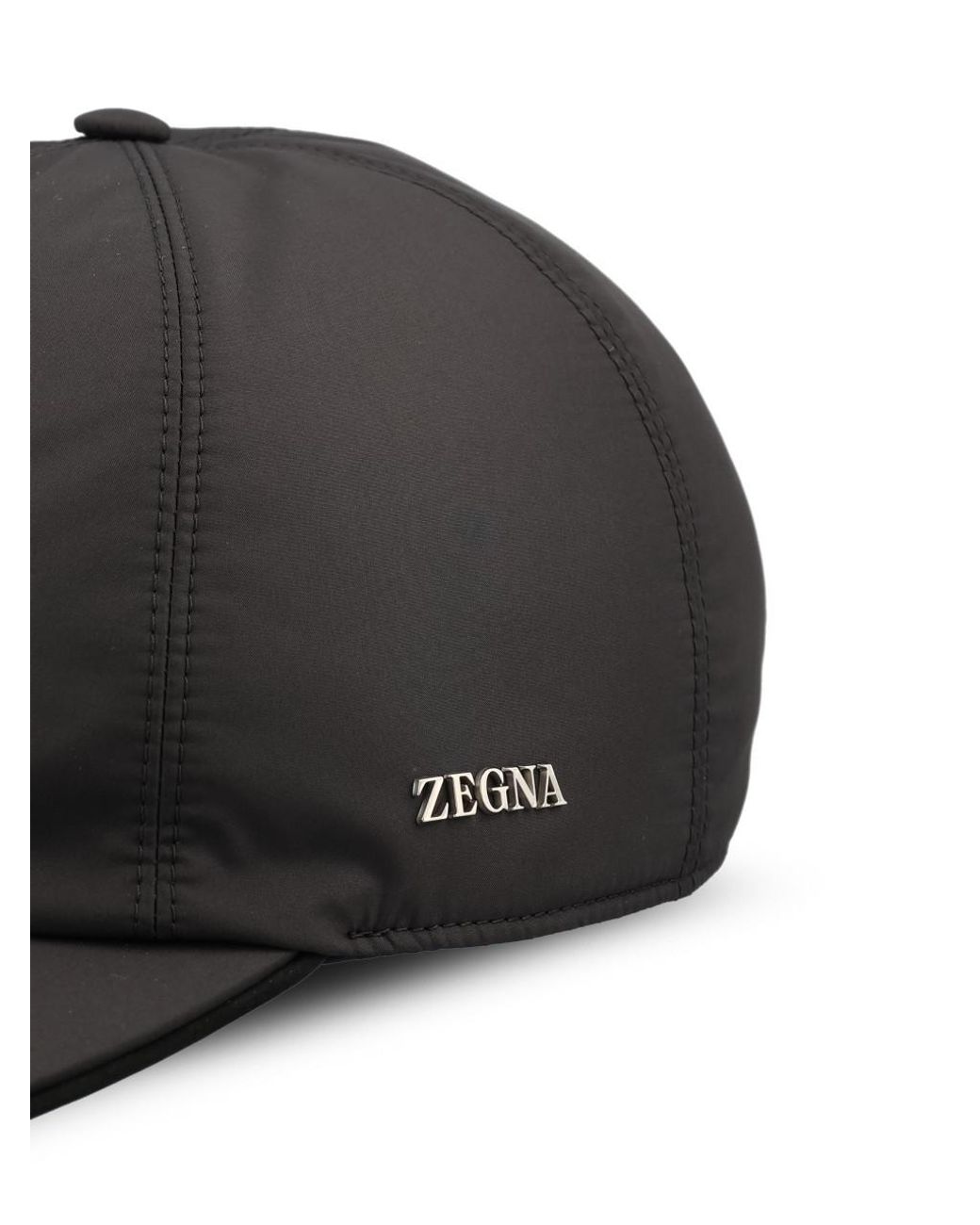 Zegna Black Embroidered Curved Peak Baseball Cap for men