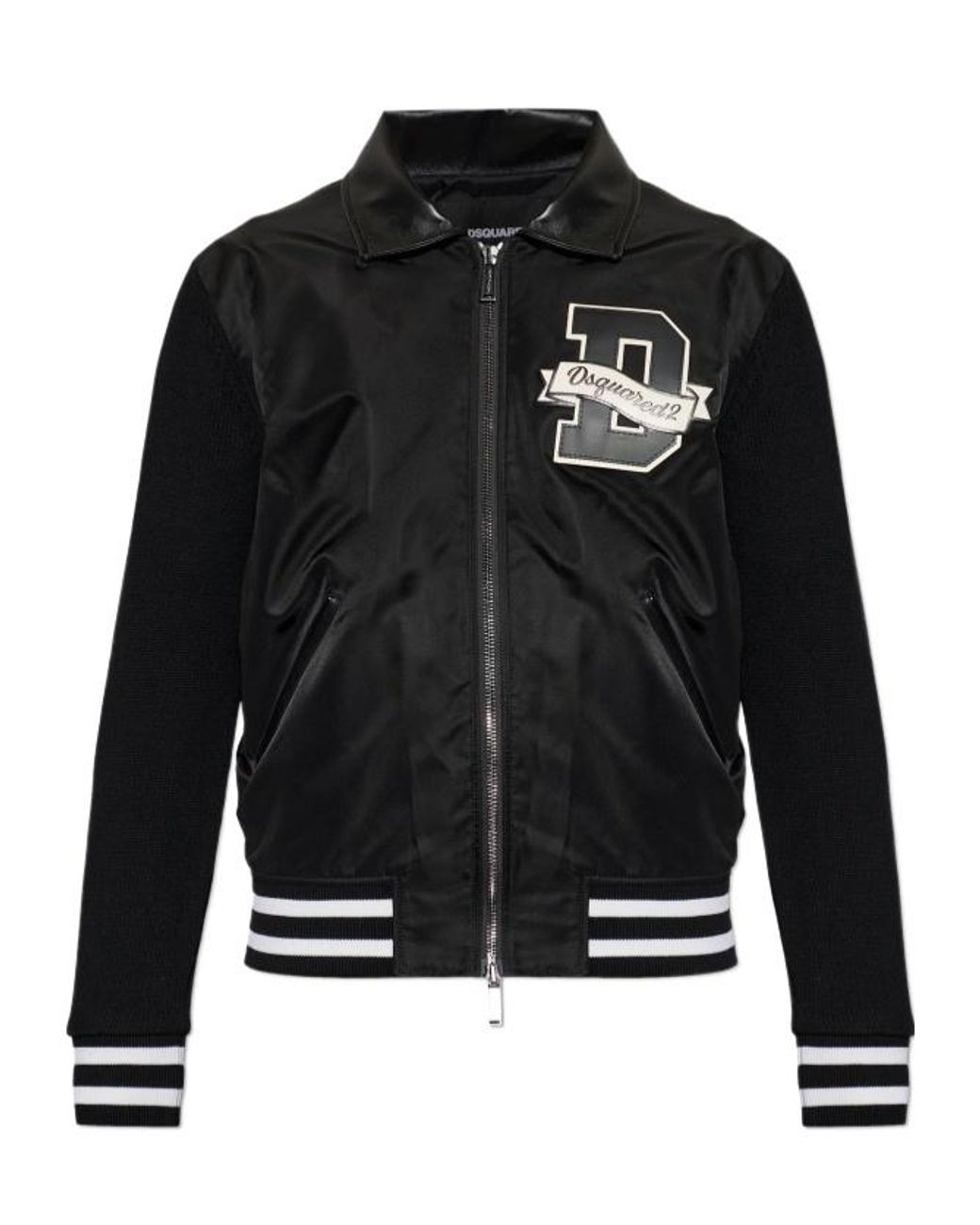 DSquared² Black Logo Trim Bomber Jacket for men