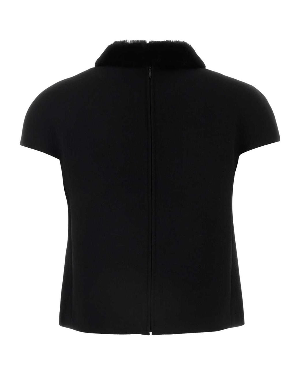 Prada Black Back-Zip Short-Sleeved Top