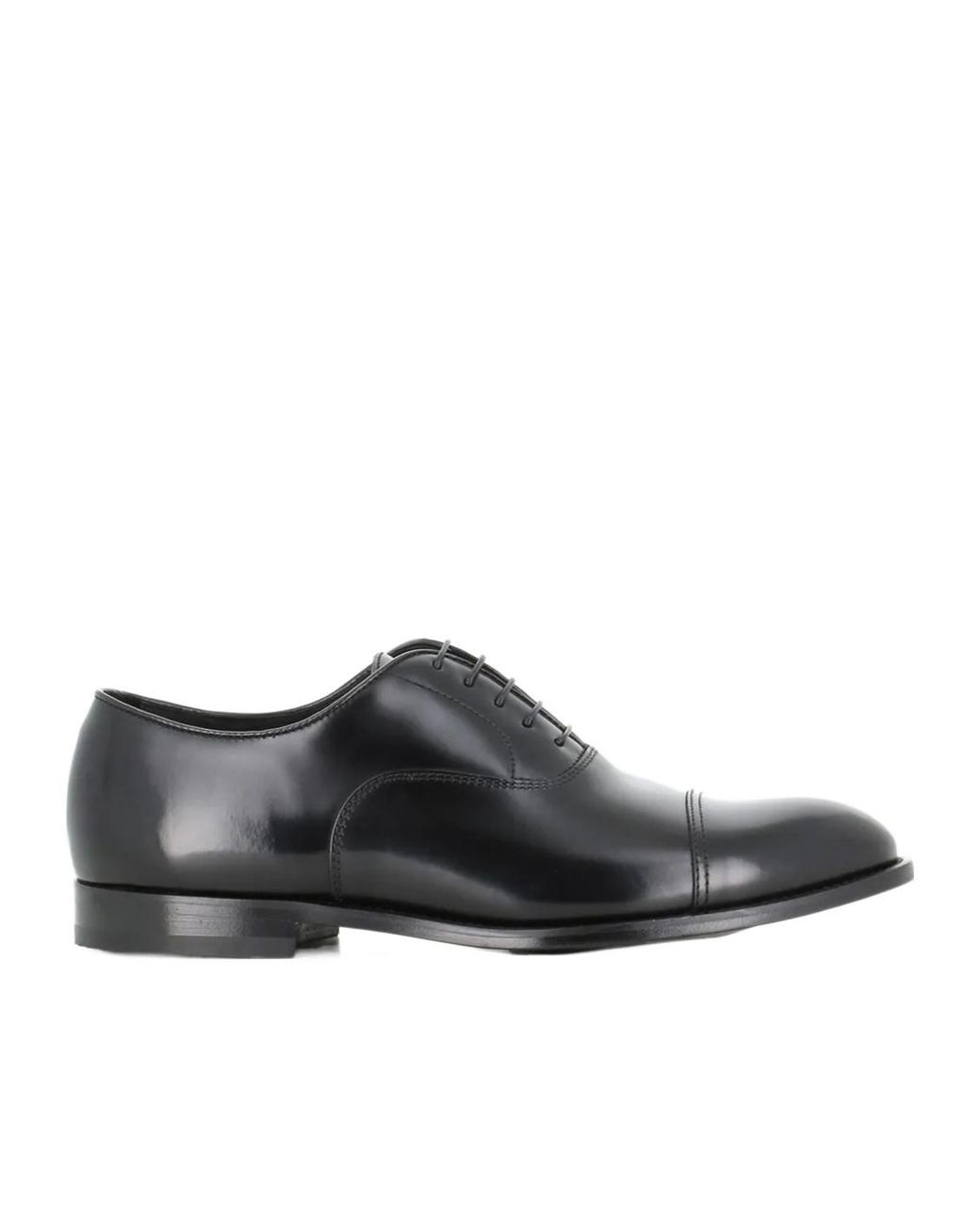 Doucal's Black Round Toe Oxford Shoes for men