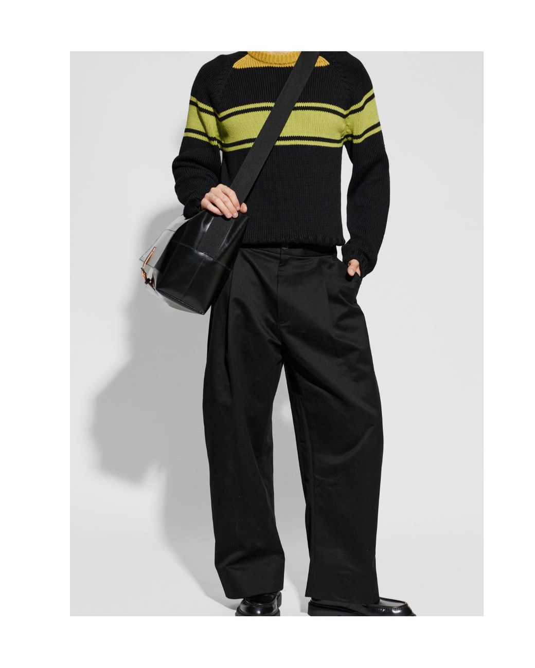 Marni Black Logo Intarsia Slim Jumper for men