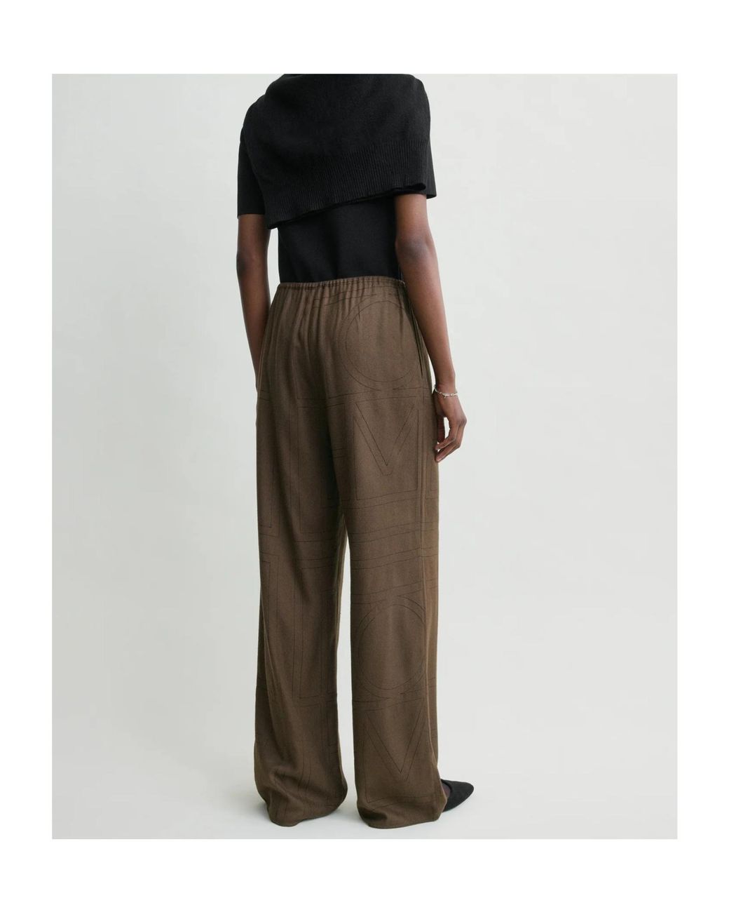 Totême  Brown Totême Monogram Flannel Straight Leg Trousers