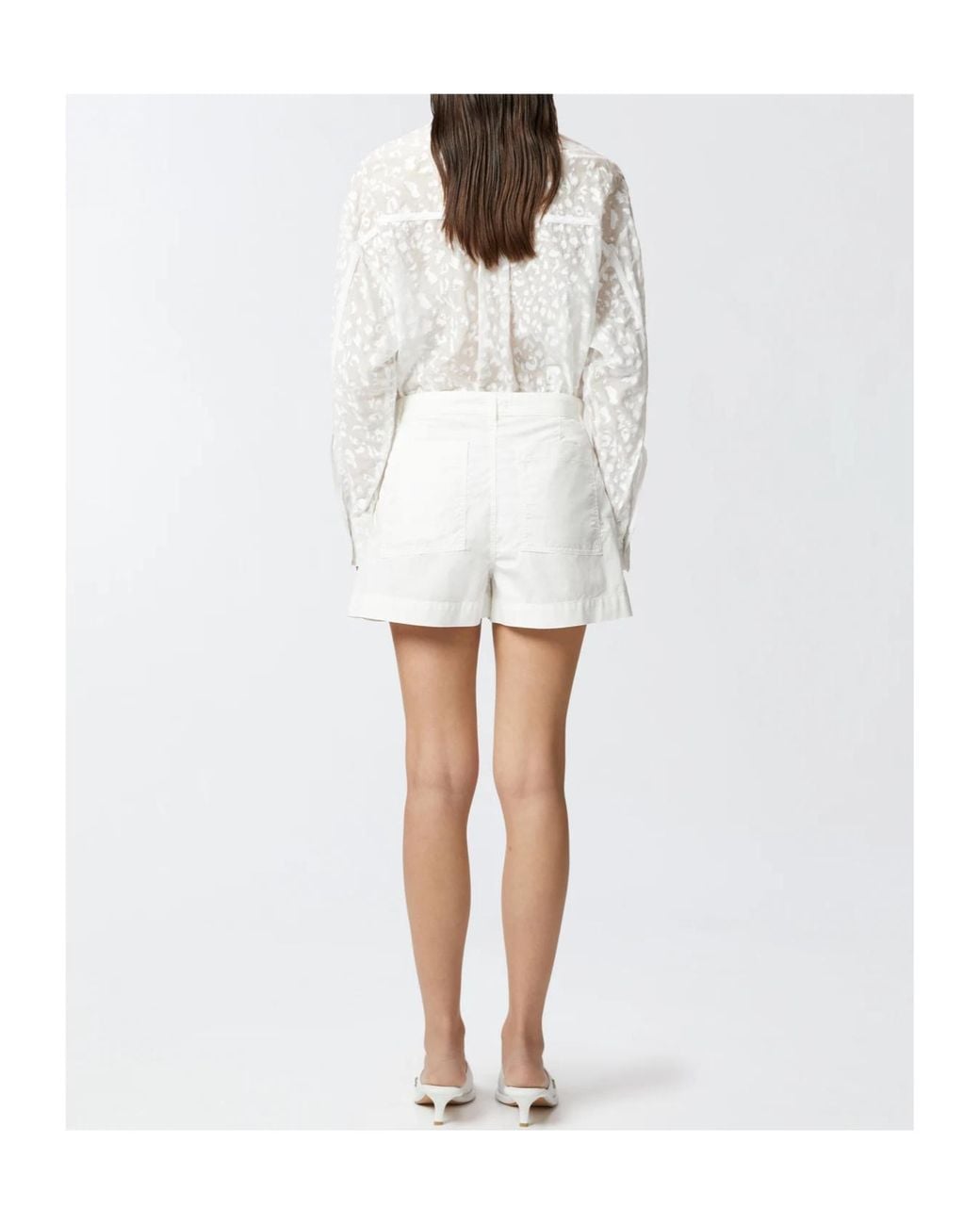 Pinko White Zip-Detailed Straight Hem Shorts