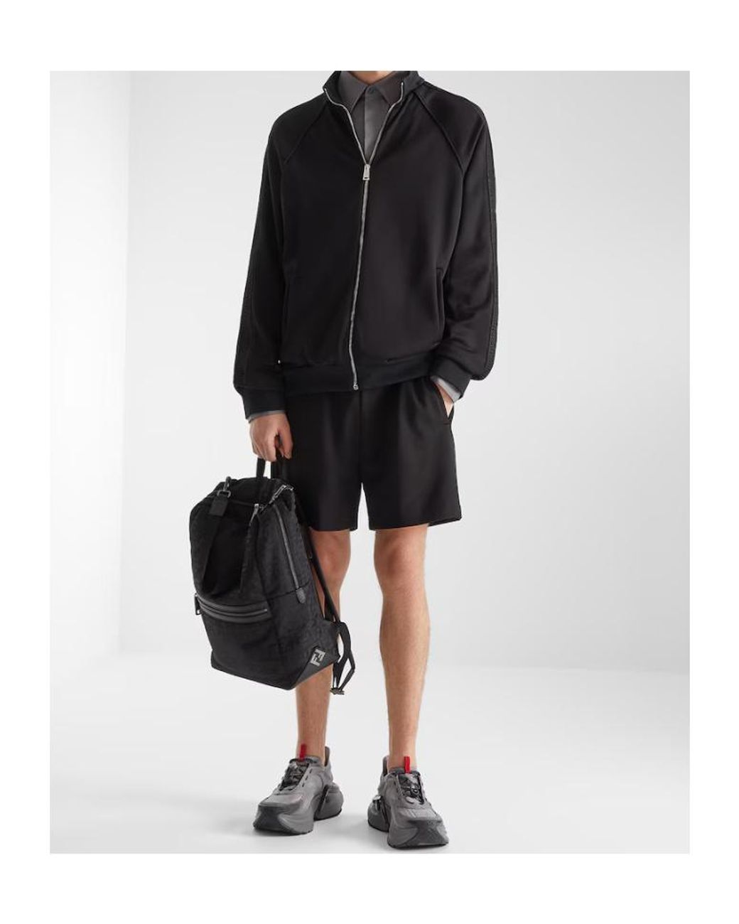 Fendi Black High-Neck Zip-Up Sweatshirt for men