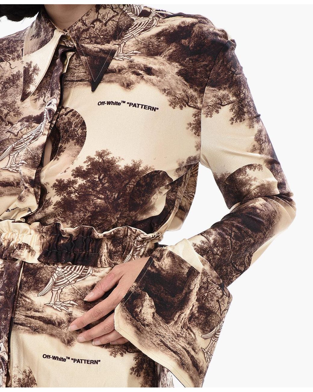 Off-White c/o Virgil Abloh Natural Curtain Pattern-Print Shirt