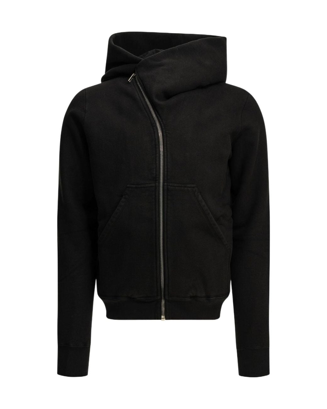 Rick Owens Black Mountain Asymmetric Zip Hoodie for men