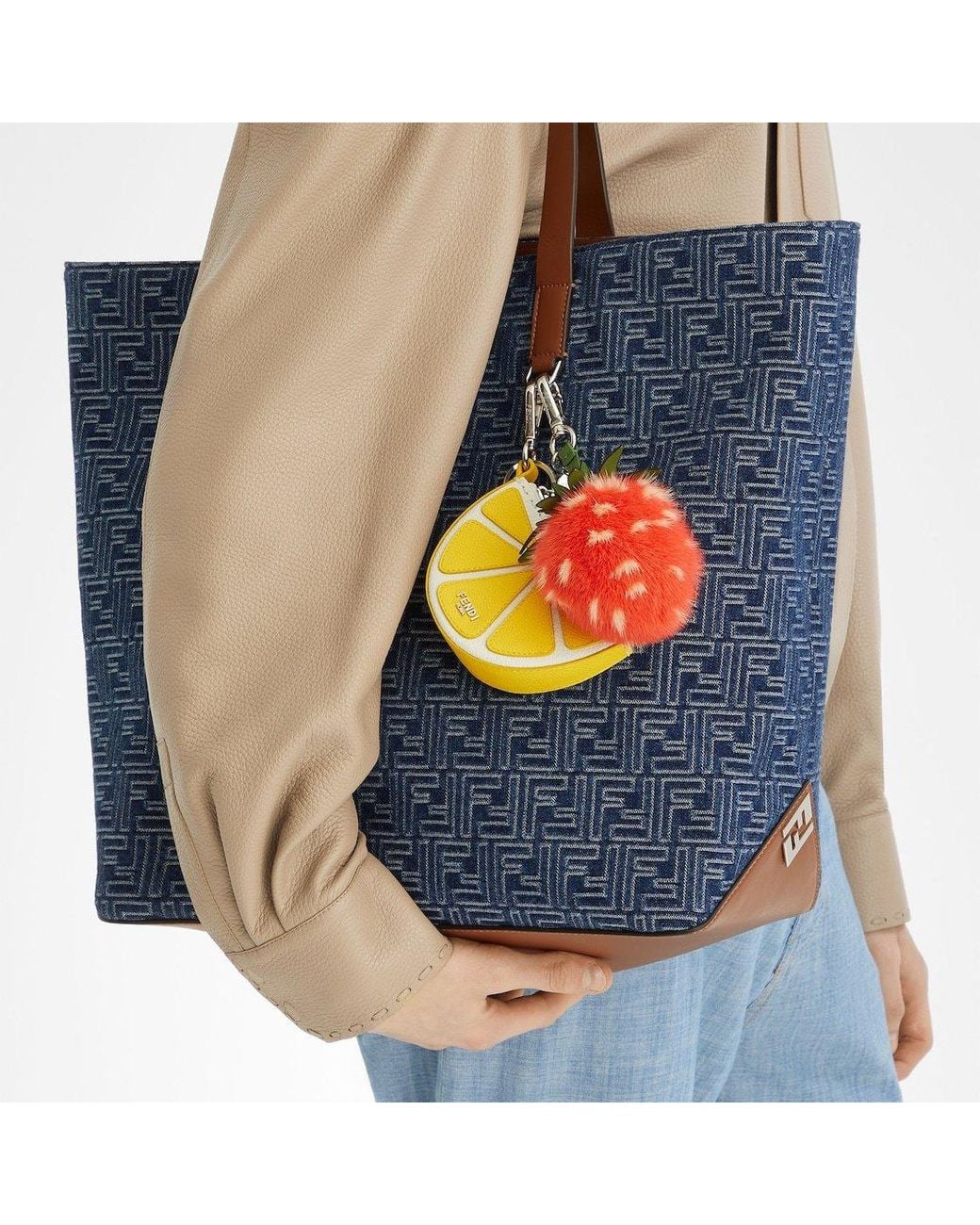 Fendi Blue Ff Jacquard Medium Tote Bag for men