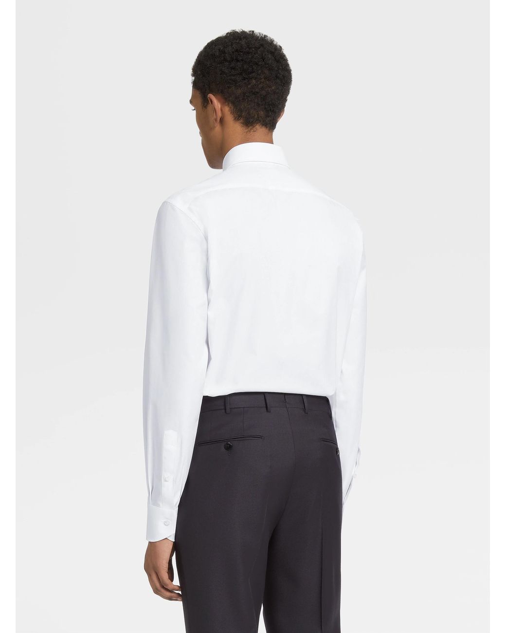 Zegna White Long-Sleeved Tailored Shirt for men