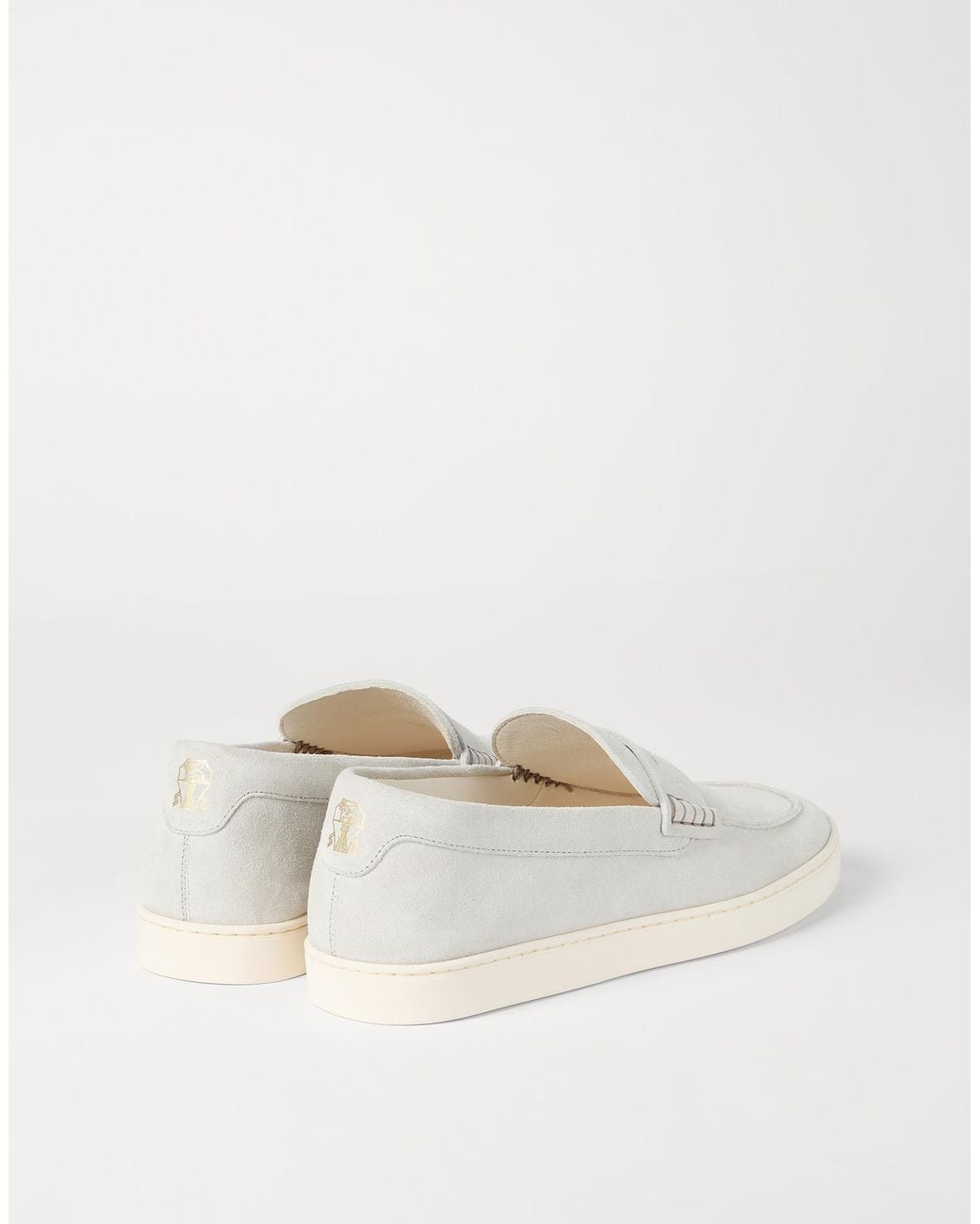Brunello Cucinelli White Suede Loafers for men