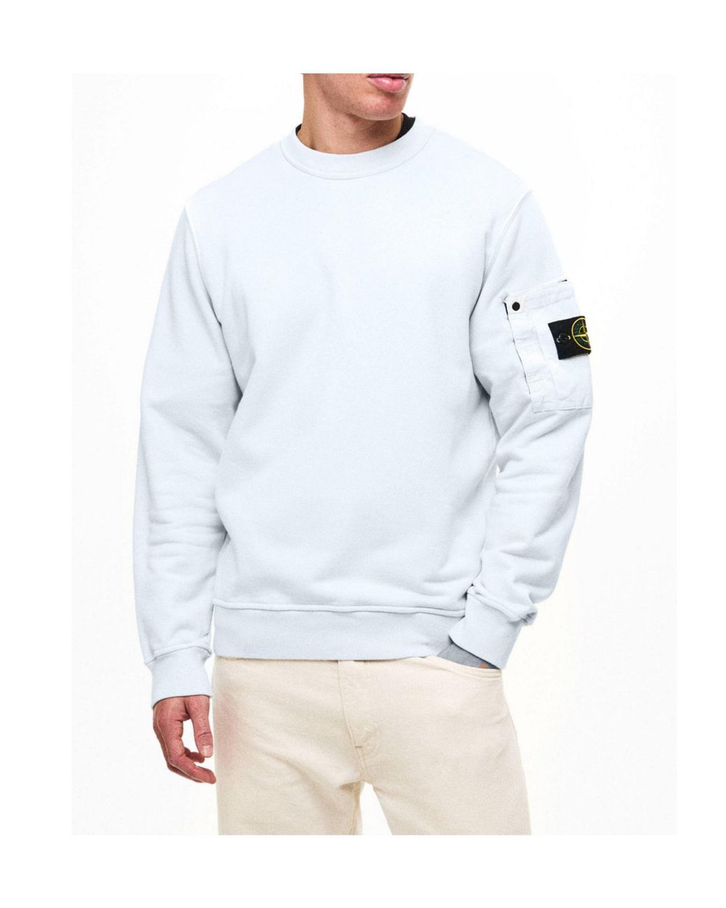 Stone Island White Crew-Neck Sweatshirt for men
