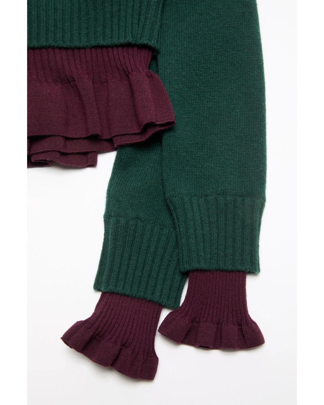 Acne Green Ruffled Layered-Effect Sweater