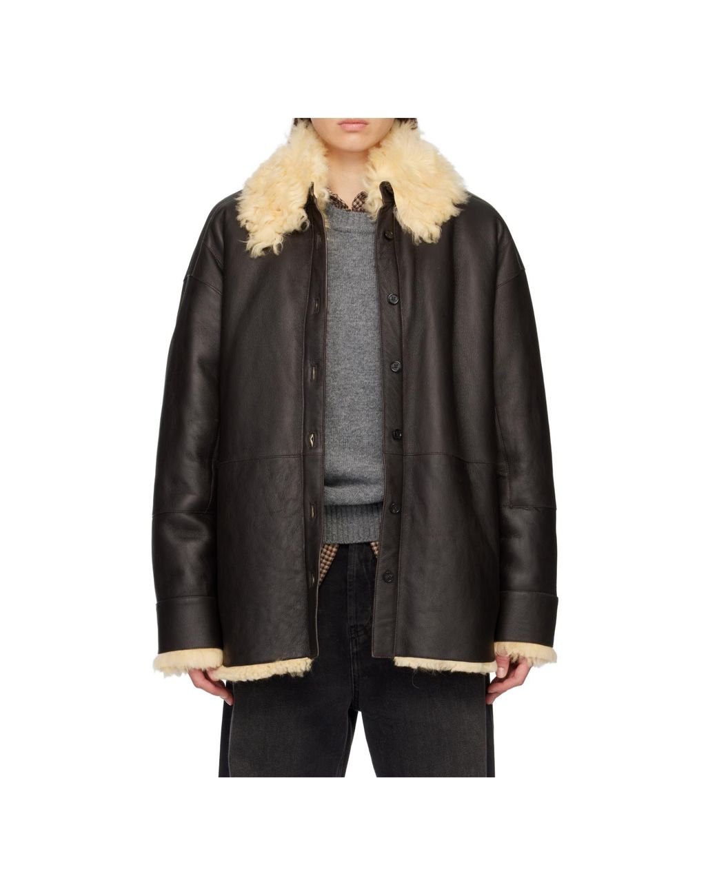 Acne Black Shearling Shirt Jacket