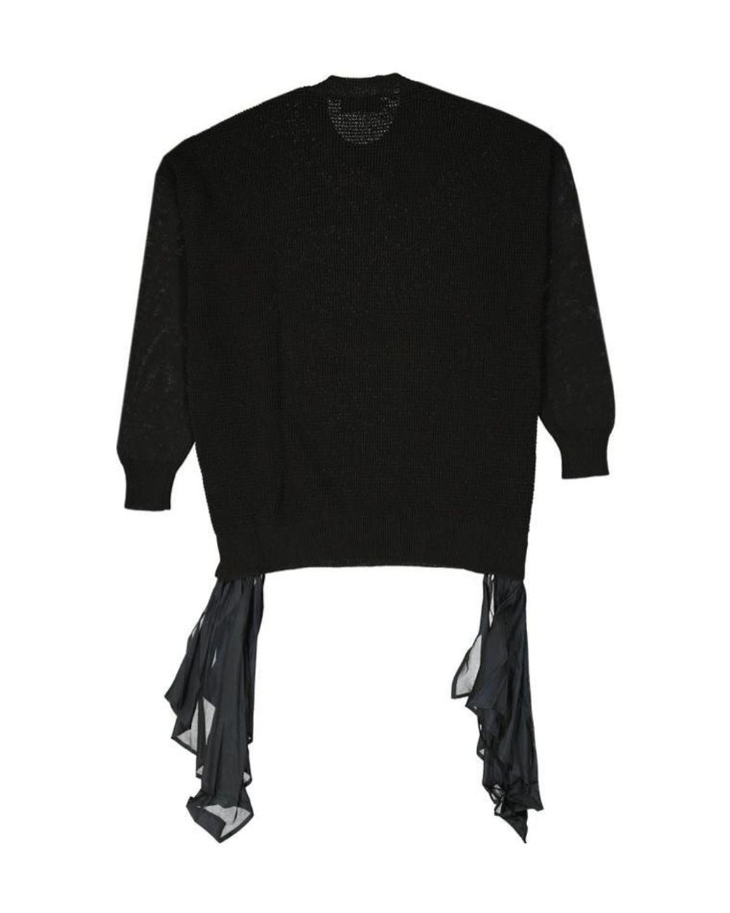 DSquared² Black Lace-Up Draped-Insert Sweater