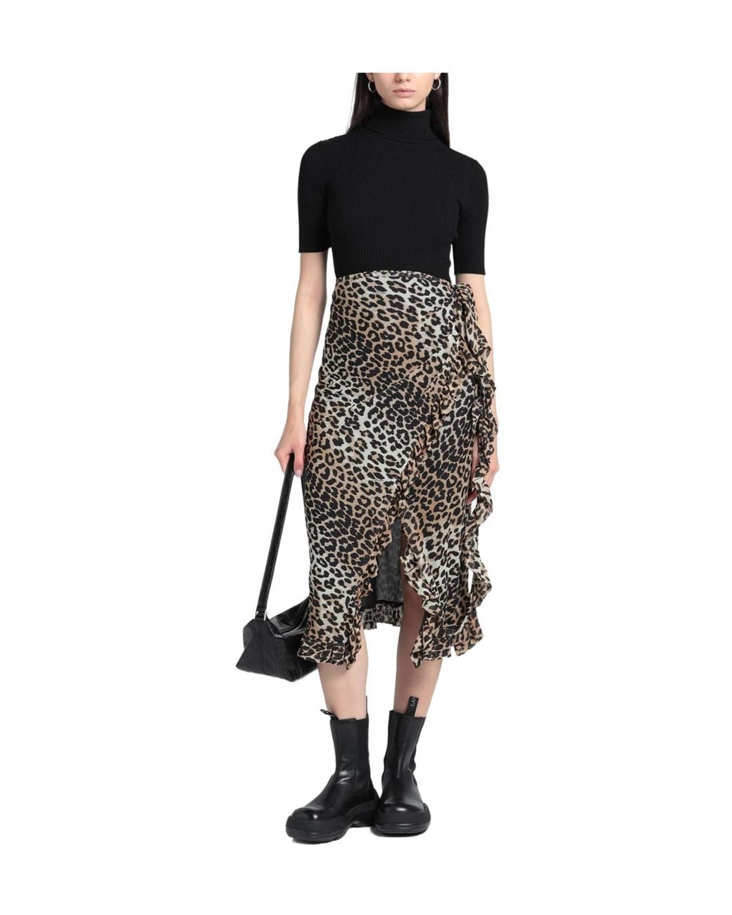 Ganni Natural Tulle Ruffled Midi Skirt