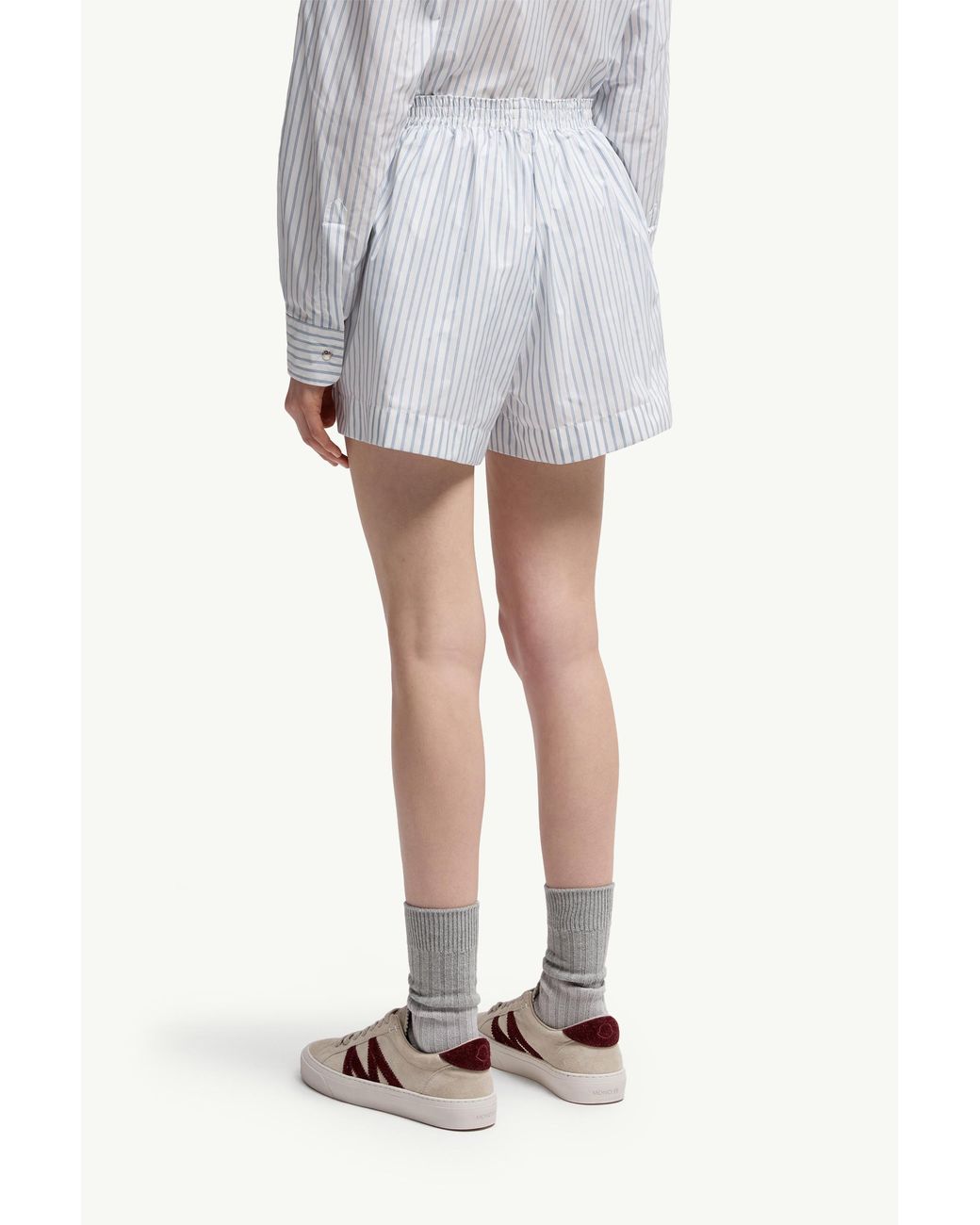 Moncler White Striped Shorts