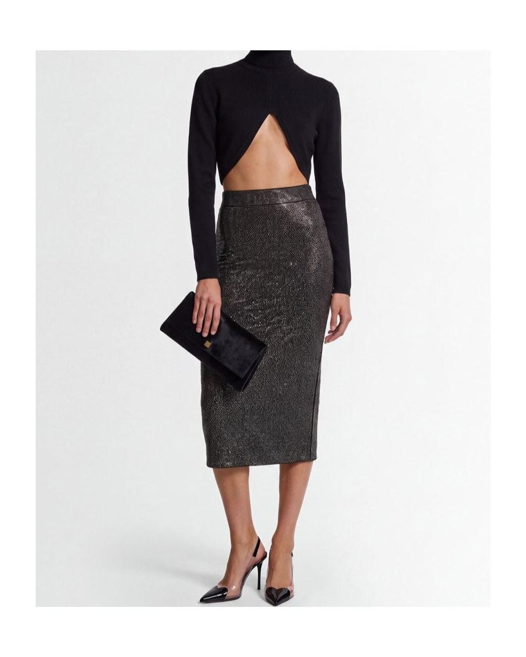 GIUSEPPE DI MORABITO Black Crystal-Embellished Skirt