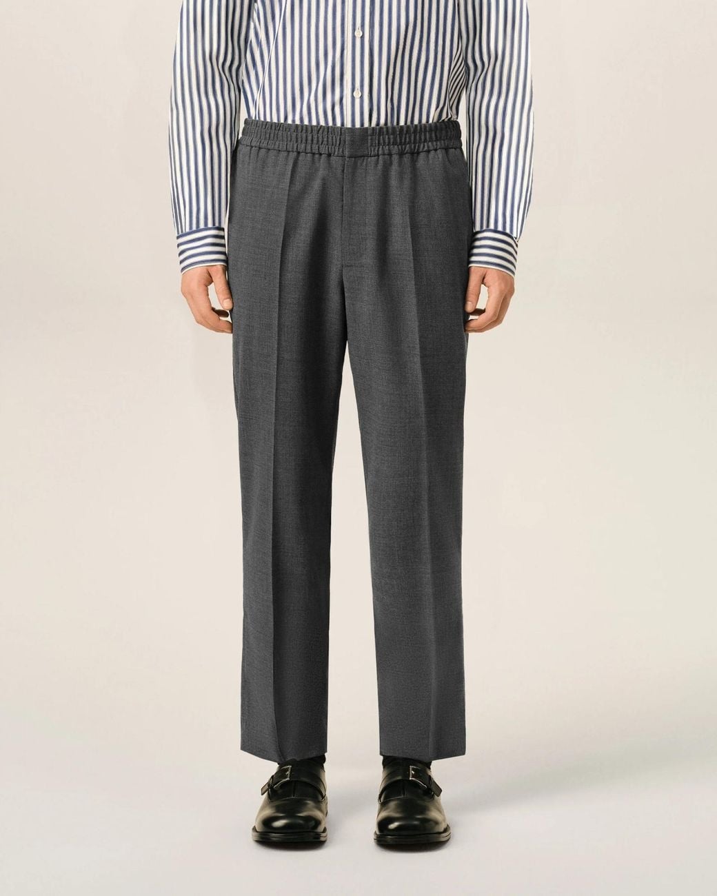 AMI Gray Ami Elasticated Waistband Straight Leg Trousers for men
