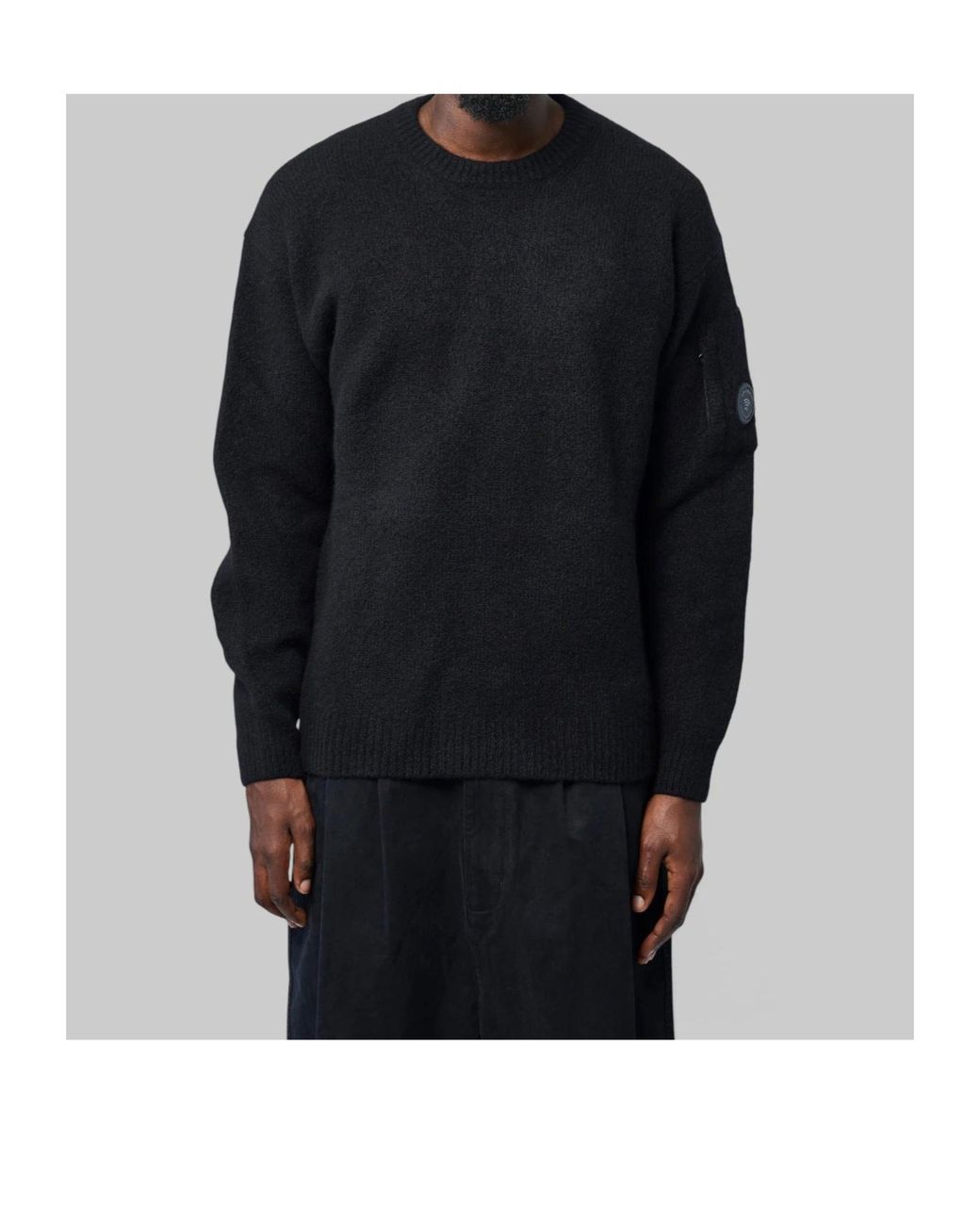 C P Company Black Long-Sleeved Crew-Neck Knit Top for men