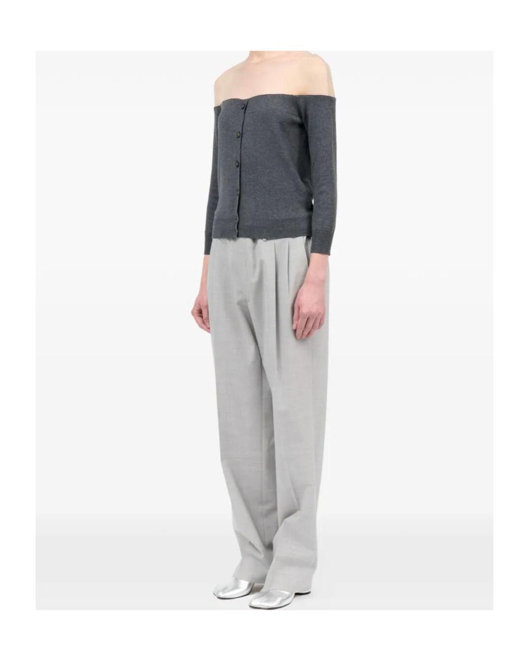 MM6 by Maison Margiela Blue Sheer-Panel Buttoned Cardigan