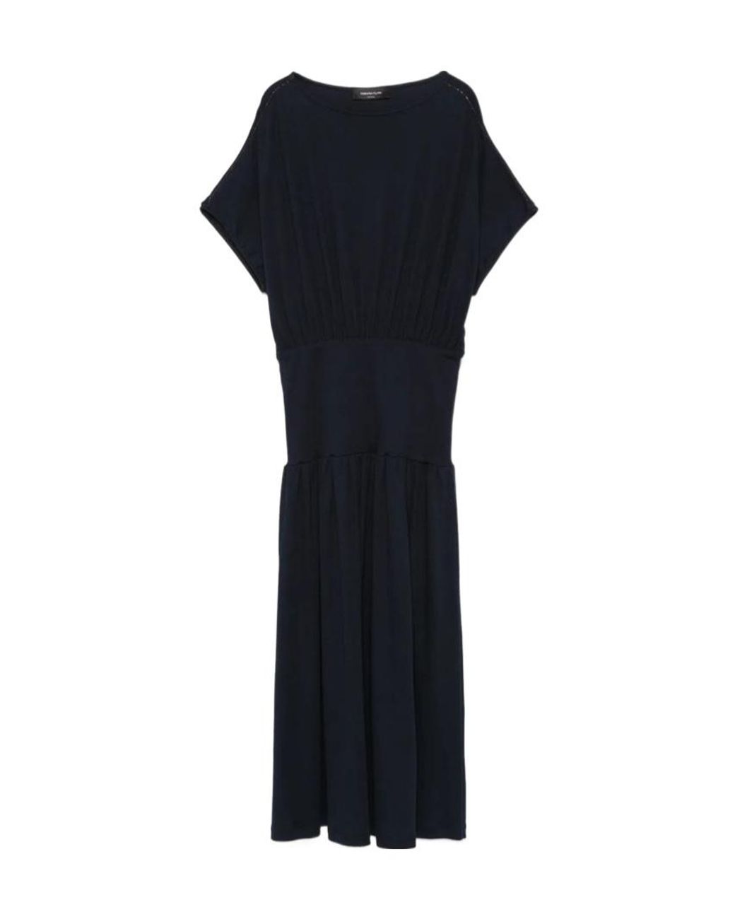 Fabiana Filippi Black Elasticated Band Crewneck Midi Dress